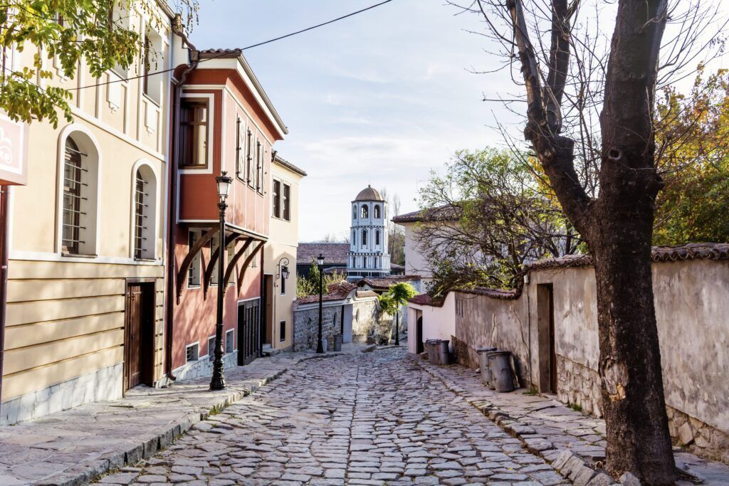 A cobbled street in Plovdiv