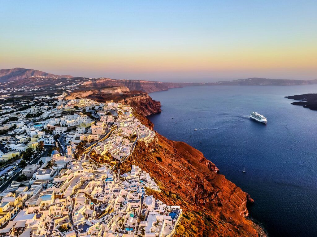 A Cycladic island coast at dusk