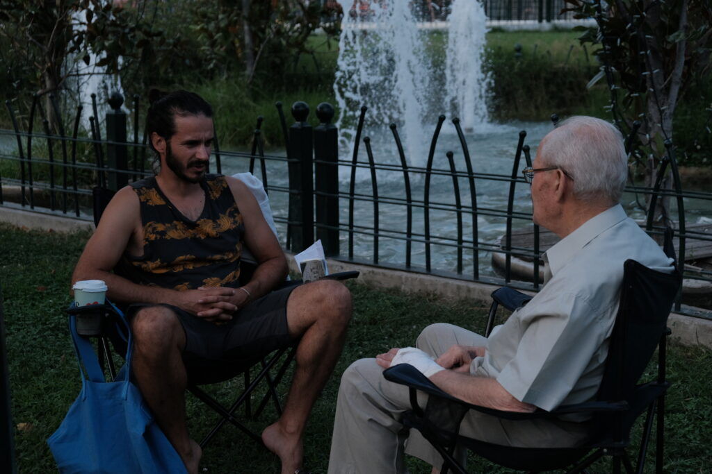 Two people talking during a Human Library