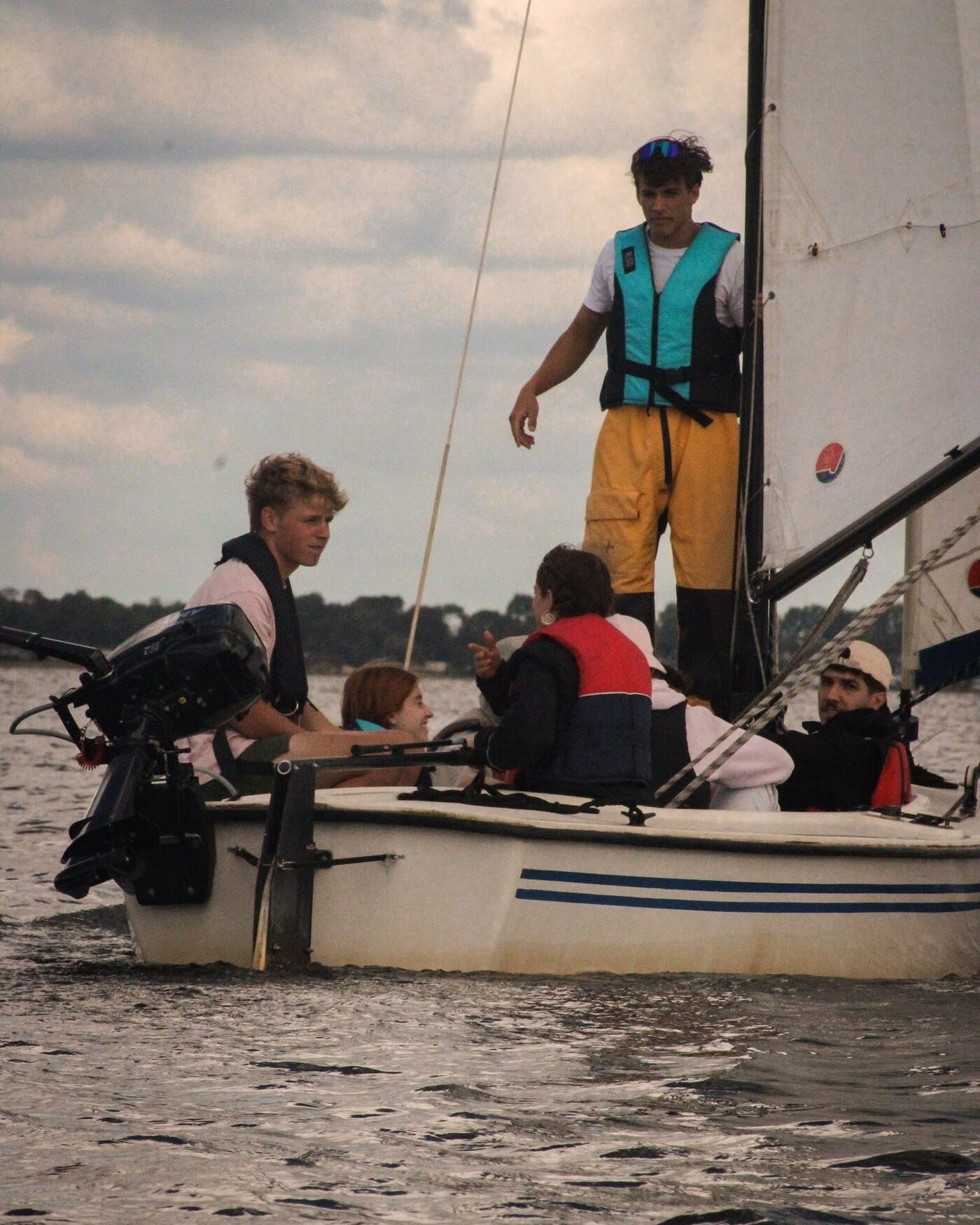 Participants sailing together on a Frisian lake