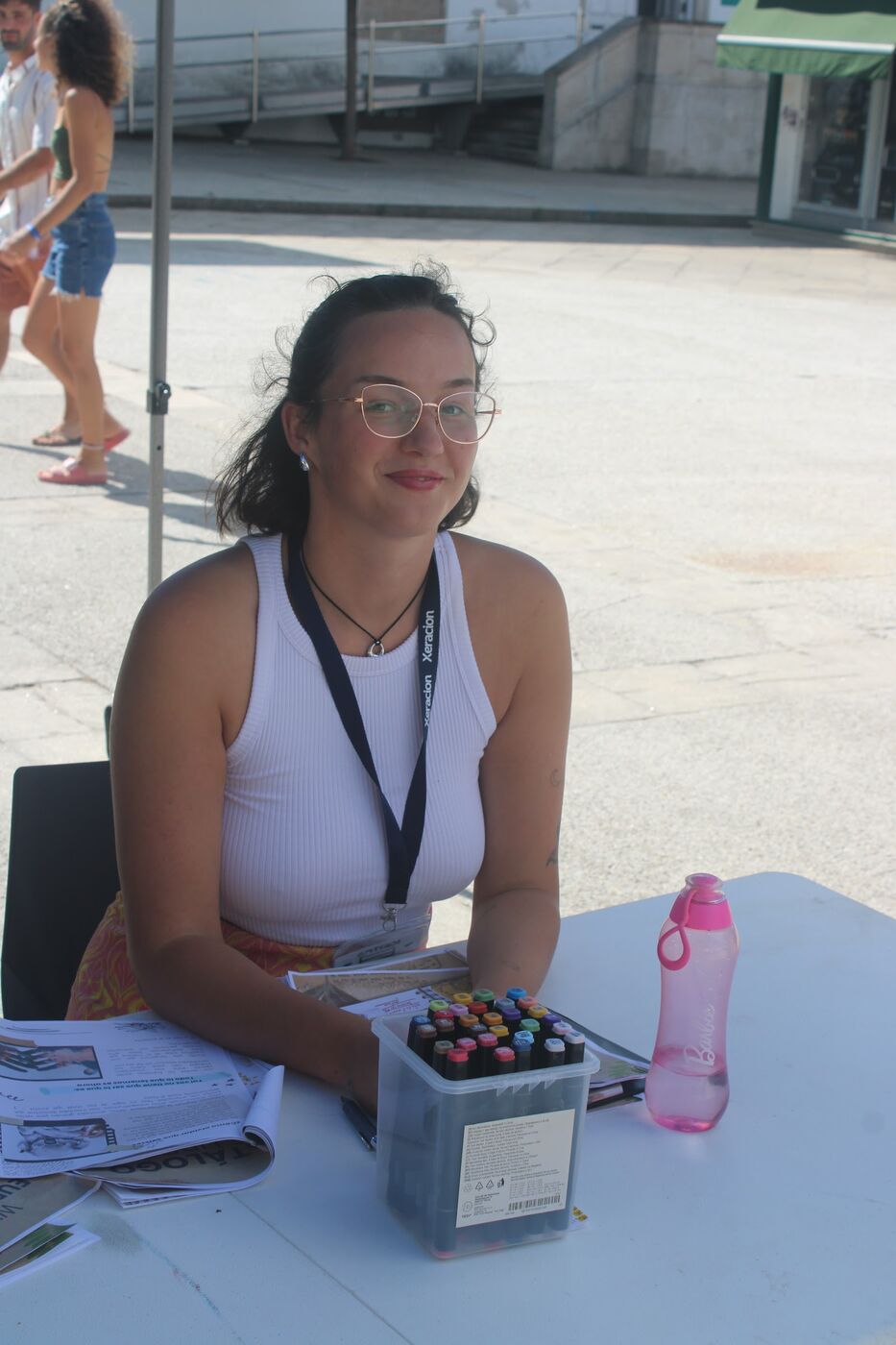 A volunteer at the Human Library registration table